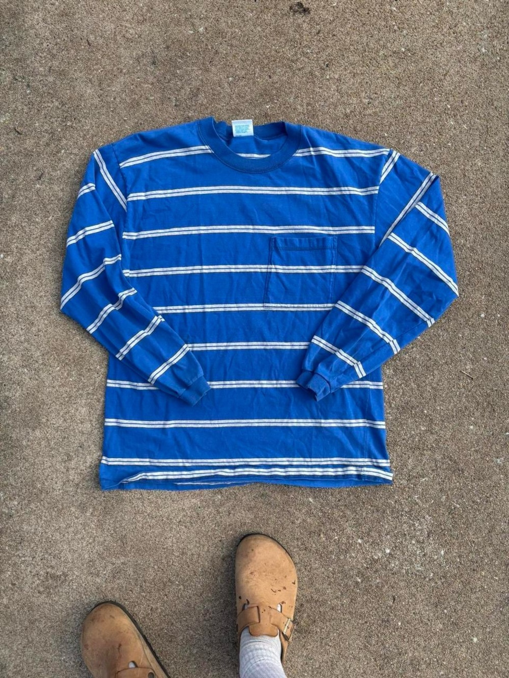 Cheetah by MERVYNS 80s-90s blue and white striped long sleeve tee